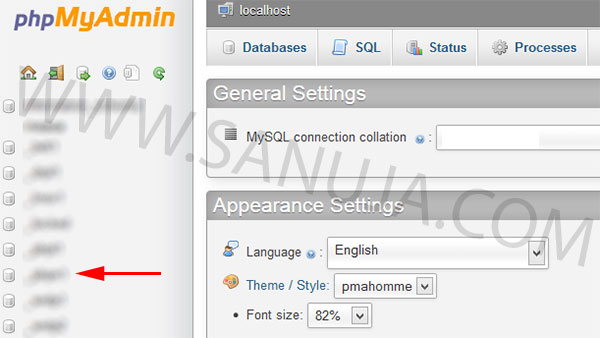Choose the database location from left pane.