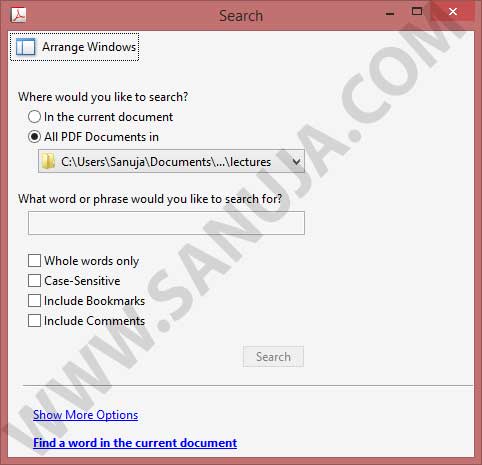 Text search in multiple PDF files
