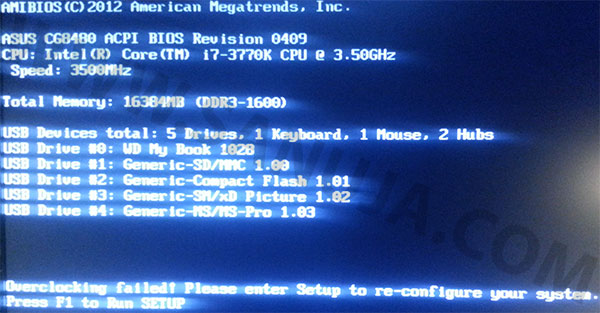 A typical Overclocking Failed! error.