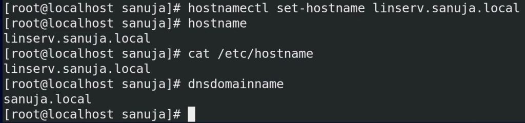 Linux hostname change and test