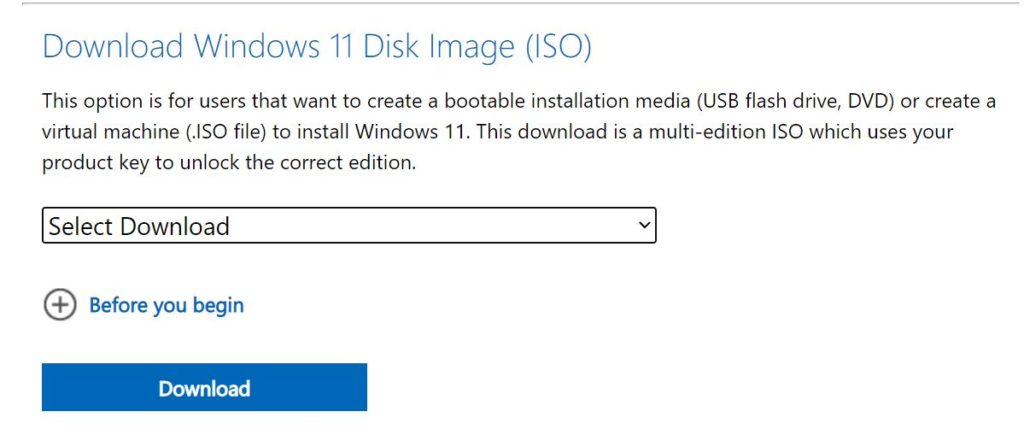 Download Windows 11 from Microsoft website.