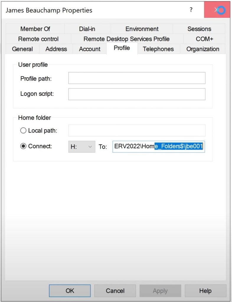 Home Folder name is based on the AD User Profile logon name.