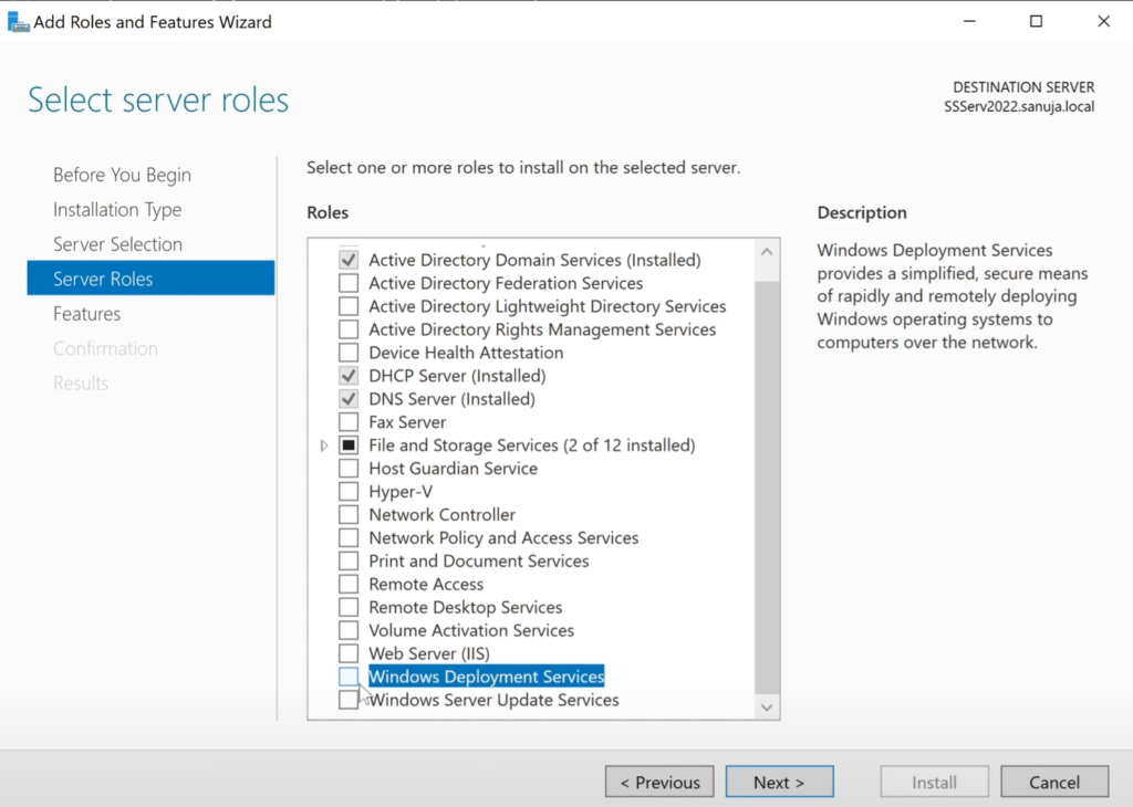 Server Roles - Select Windows Deployment Services